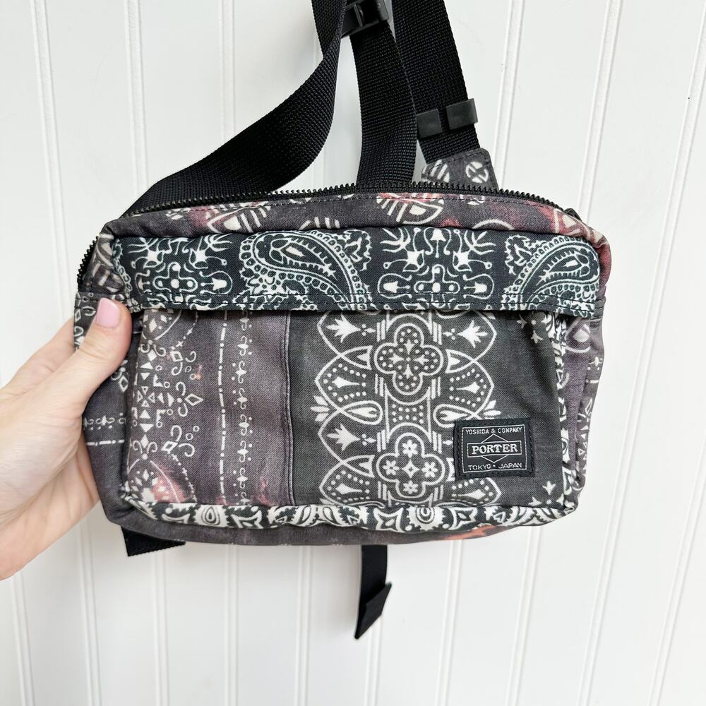 Neighborhood Japan Porter Waist Bag Black Grey Paisley Bandana Sling Fanny Pack